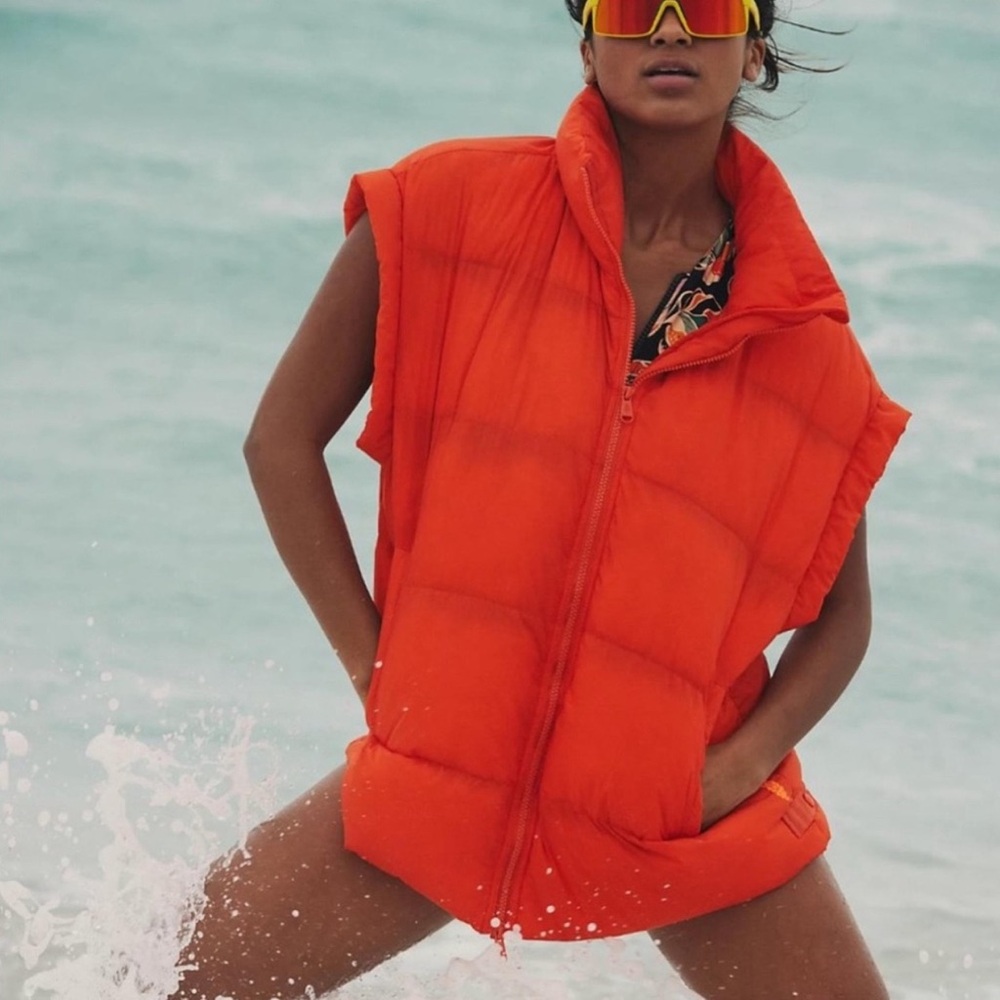 NEW Free People Movement In a Bubble Puffer Vest Orange XS